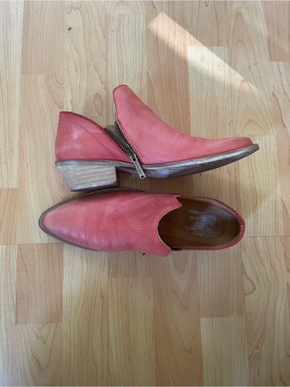 Coral Leather Ankle Boots